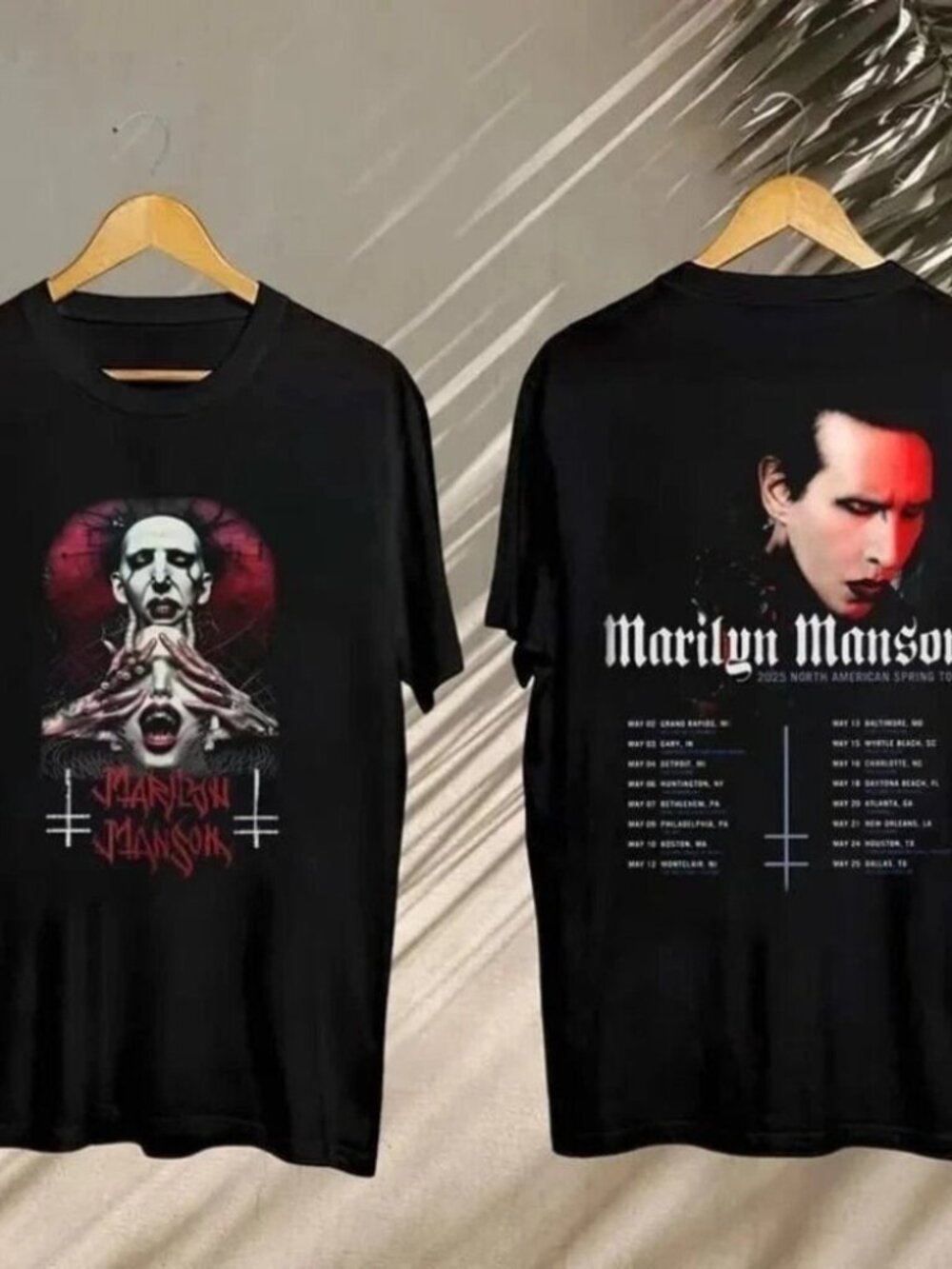 Marilyn Manson 2025 Spring Tour Band 2 Sided Graphic T-Shirt